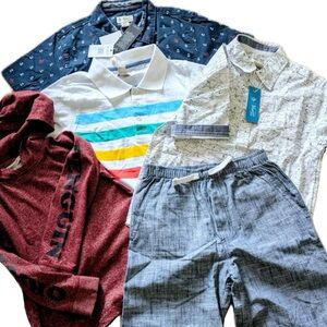 NWT original penguin boys button ups polo hoodie shirts shorts bundle